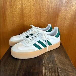 Adidas Samba White and Green Shoes